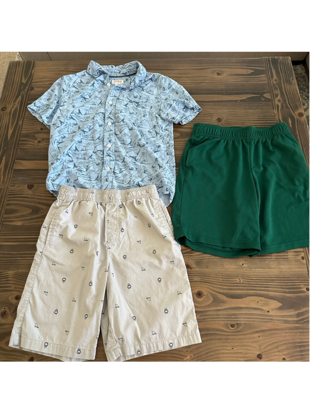 Boys Clothing Lot Cat & Jack Shark Shirt Shorts Size 8 10 Summer Outfit 3 Pc